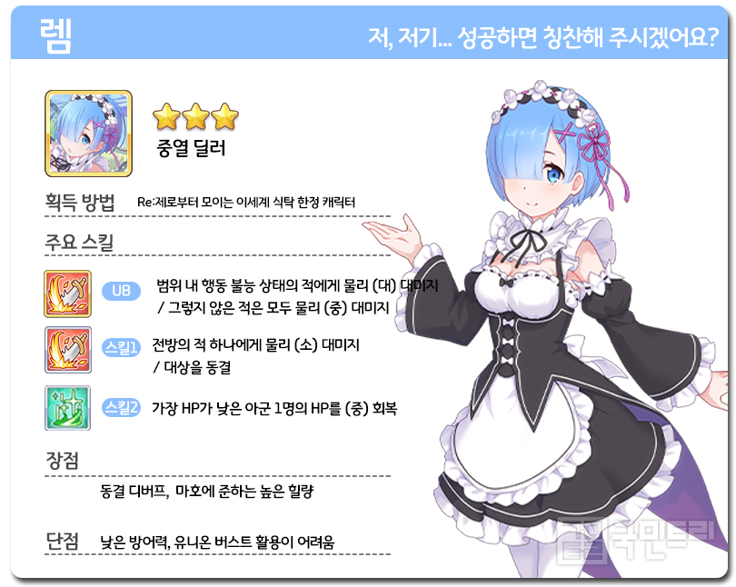 [프린세스 커넥트] 동결부터 시작하는 중열 딜포터, 미리보는 ‘렘’ 공략